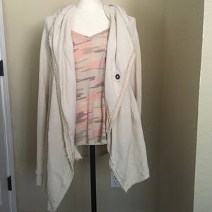 Free people waffle cardigan with hood